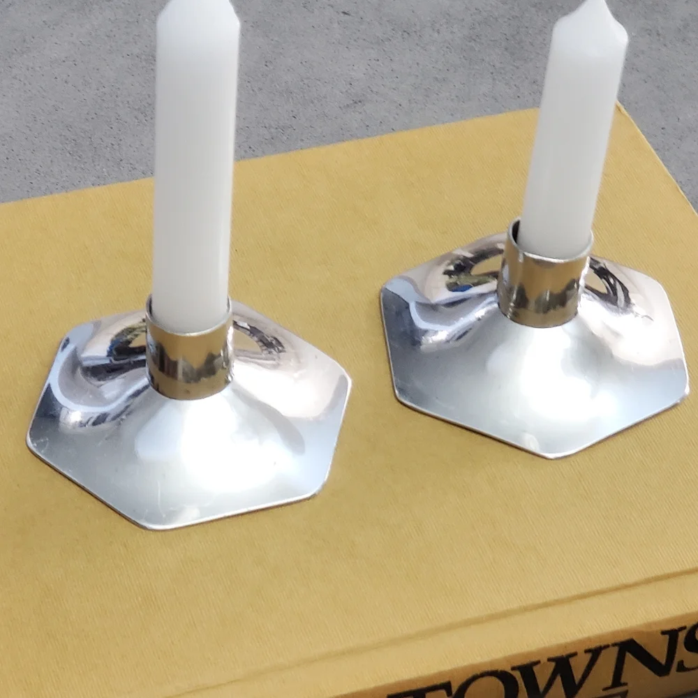 James R. Gagnon Signed Pewter Candle Holder Set, VINTAGE, Maker Featured Cartier